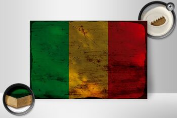 Panneau en bois drapeau Mali 30x20cm Drapeau du Mali rouille 2
