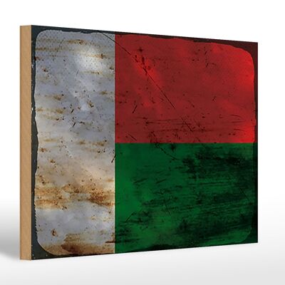 Cartello in legno bandiera Madagascar 30x20cm Madagascar ruggine