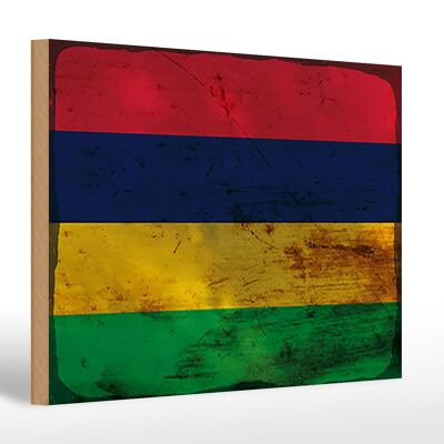 Holzschild Flagge Mauritius 30x20cm Flag Mauritius Rost