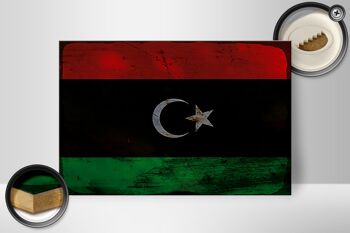 Panneau en bois drapeau Libye 30x20cm Drapeau de la Libye rouille 2