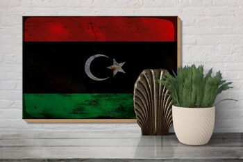 Panneau en bois drapeau Libye 30x20cm Drapeau de la Libye rouille 3