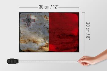 Panneau en bois drapeau Malte 30x20cm Drapeau de Malte rouille 4