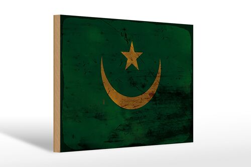 Holzschild Flagge Mauretanien 30x20cm Flag Mauritania Rost