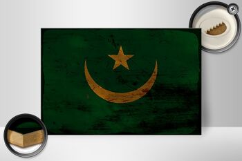 Panneau en bois drapeau Mauritanie 30x20cm Drapeau Mauritanie rouille 2