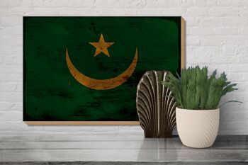 Panneau en bois drapeau Mauritanie 30x20cm Drapeau Mauritanie rouille 3