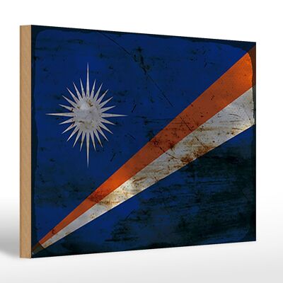 Cartello in legno bandiera Isole Marshall 30x20cm bandiera ruggine