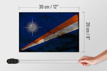 Panneau en bois drapeau Îles Marshall 30x20cm drapeau rouille 4