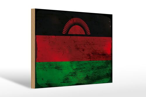 Holzschild Flagge Malawi 30x20cm Flag of Malawi Rost