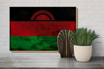 Panneau en bois drapeau Malawi 30x20cm Drapeau du Malawi rouille 3
