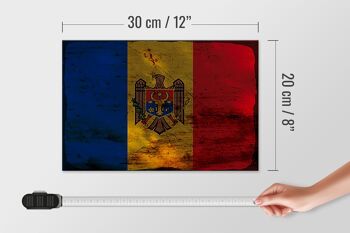 Panneau en bois drapeau Moldavie 30x20cm Drapeau de Moldavie rouille 4