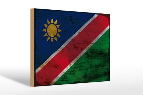 Holzschild Flagge Namibia 30x20cm Flag of Namibia Rost