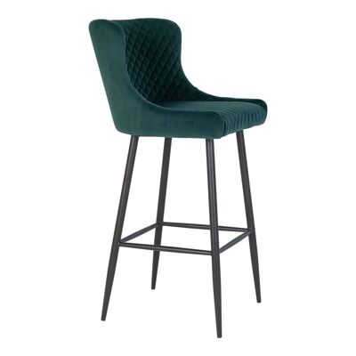 Dallas Bar Chair - Barstuhl aus grünem Samt mit schwarzen Beinen