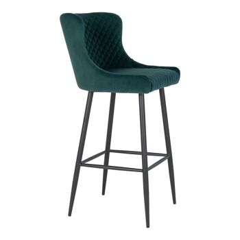 Chaise de bar Dallas - Chaise de bar en velours vert avec pieds noirs 1