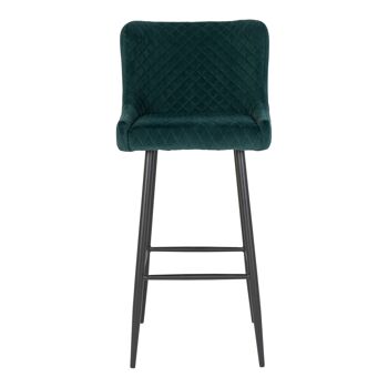 Chaise de bar Dallas - Chaise de bar en velours vert avec pieds noirs 2