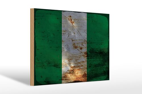 Holzschild Flagge Nigeria 30x20cm Flag of Nigeria Rost