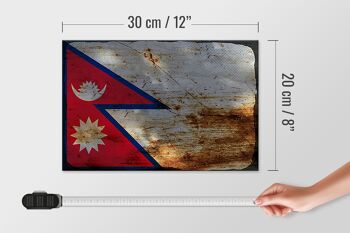 Panneau en bois drapeau Népal 30x20cm Drapeau du Népal rouille 4