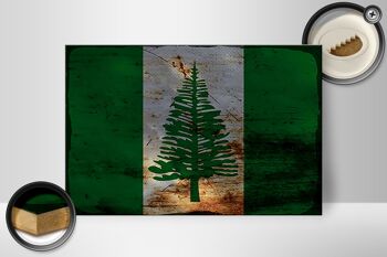 Drapeau panneau en bois Île Norfolk 30x20cm drapeau rouille 2