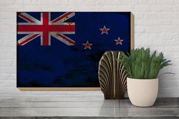 Panneau en bois drapeau Nouvelle-Zélande 30x20cm Nouvelle-Zélande rouille 3