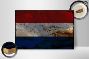 Panneau en bois drapeau Pays-Bas 30x20cm Pays-Bas rouille 2