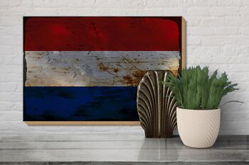Panneau en bois drapeau Pays-Bas 30x20cm Pays-Bas rouille 3