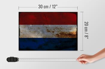 Panneau en bois drapeau Pays-Bas 30x20cm Pays-Bas rouille 4