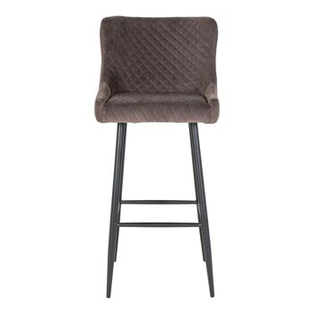 Chaise de bar Dallas - Chaise de bar en velours gris avec pieds noirs 2