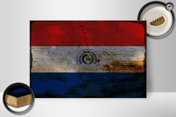 Panneau en bois drapeau Paraguay 30x20cm Drapeau du Paraguay rouille 2