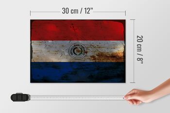Panneau en bois drapeau Paraguay 30x20cm Drapeau du Paraguay rouille 4