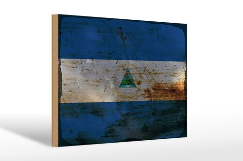 Holzschild Flagge Nicaragua 30x20cm Flag Nicaragua Rost