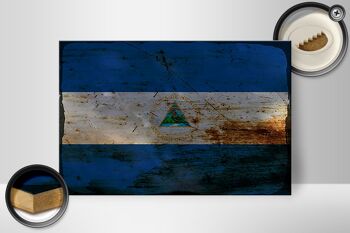 Panneau en bois drapeau Nicaragua 30x20cm Drapeau Nicaragua rouille 2
