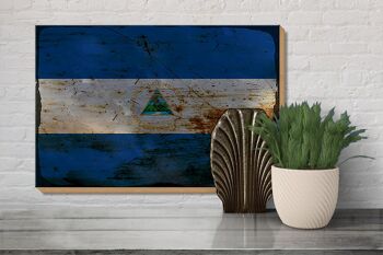Panneau en bois drapeau Nicaragua 30x20cm Drapeau Nicaragua rouille 3
