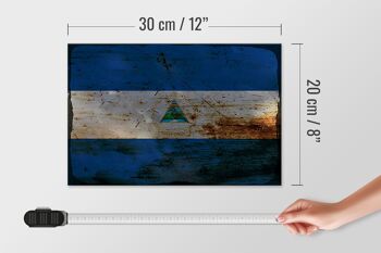 Panneau en bois drapeau Nicaragua 30x20cm Drapeau Nicaragua rouille 4