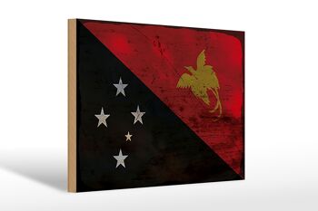 Panneau en bois drapeau Papouasie-Nouvelle-Guinée 30x20cm Nouvelle-Guinée rouille 1