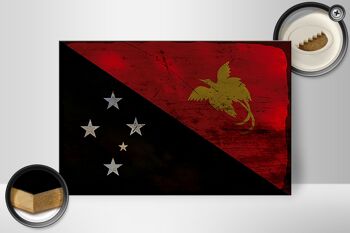 Panneau en bois drapeau Papouasie-Nouvelle-Guinée 30x20cm Nouvelle-Guinée rouille 2