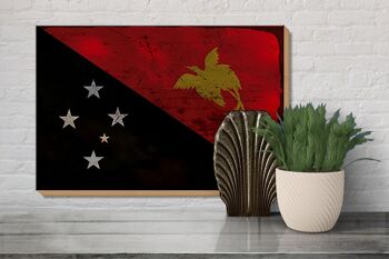 Panneau en bois drapeau Papouasie-Nouvelle-Guinée 30x20cm Nouvelle-Guinée rouille 3
