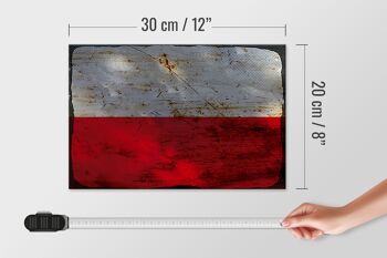 Panneau en bois drapeau Pologne 30x20cm Drapeau de la Pologne rouille 4