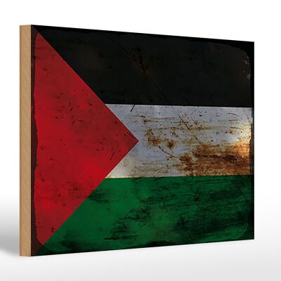 Cartello in legno bandiera Palestina 30x20cm Bandiera Palestina ruggine