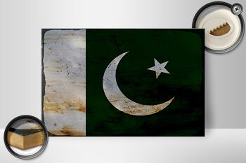Panneau en bois drapeau Pakistan 30x20cm Drapeau du Pakistan rouille 2