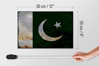 Panneau en bois drapeau Pakistan 30x20cm Drapeau du Pakistan rouille 4