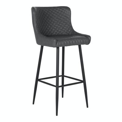 Dallas Bar Chair - Silla de bar en PU gris oscuro con patas negras