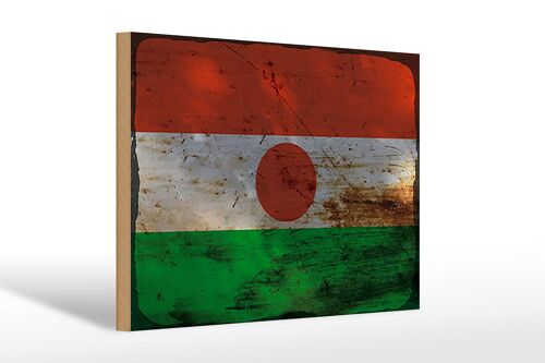 Holzschild Flagge Niger 30x20cm Flag of Niger Rost