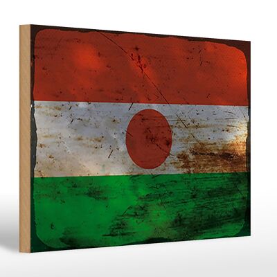 Holzschild Flagge Niger 30x20cm Flag of Niger Rost