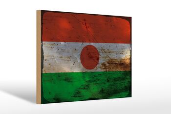 Panneau en bois drapeau Niger 30x20cm Drapeau du Niger rouille 1