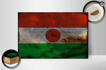 Panneau en bois drapeau Niger 30x20cm Drapeau du Niger rouille 2
