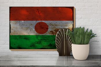 Panneau en bois drapeau Niger 30x20cm Drapeau du Niger rouille 3