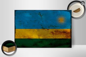 Panneau en bois drapeau Rwanda 30x20cm Drapeau du Rwanda rouille 2