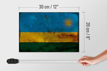 Panneau en bois drapeau Rwanda 30x20cm Drapeau du Rwanda rouille 4