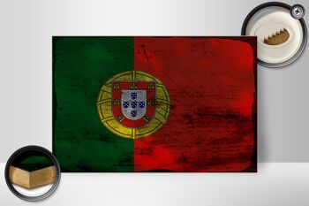 Panneau en bois drapeau Portugal 30x20cm Drapeau du Portugal rouille 2