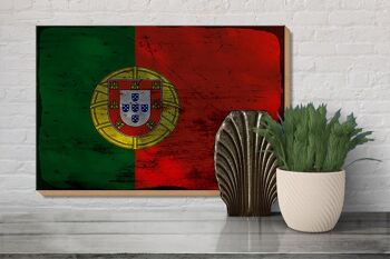 Panneau en bois drapeau Portugal 30x20cm Drapeau du Portugal rouille 3