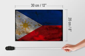 Panneau en bois drapeau Philippines 30x20cm Philippines rouille 4